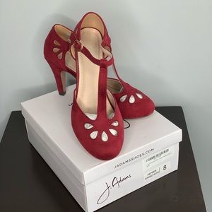 J. Adams Mary Jane Pumps, Burgundy